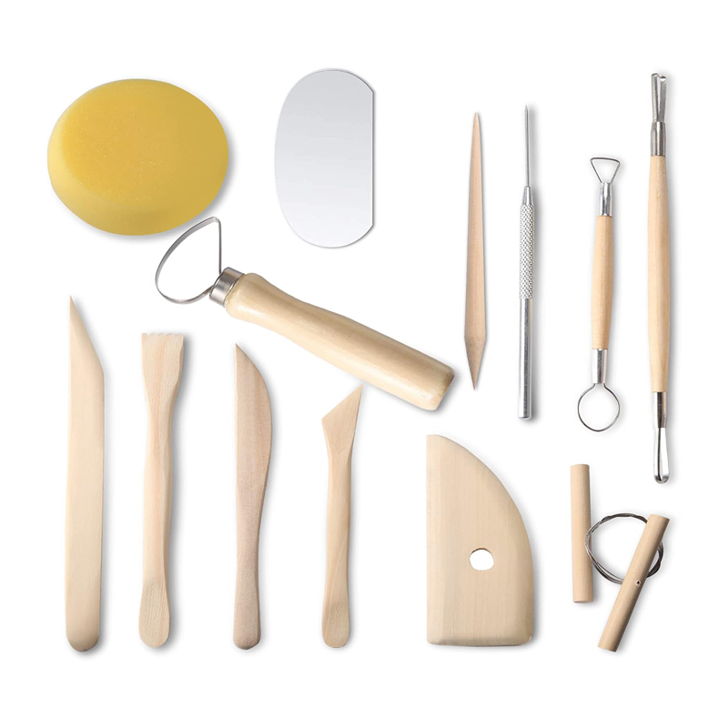 Model Kit Tools - 13-teiliges Töpferton-Modellierwerkzeug-Set, doppelseitiges Tonmodellierwerkzeug-Set, Holz-Modellierwerkzeug-Set