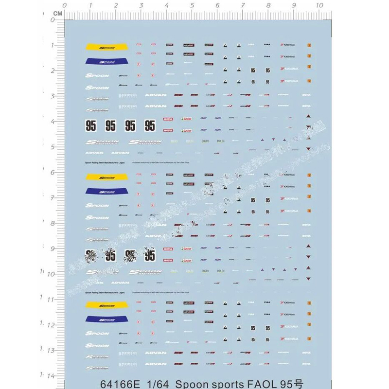 Model Kit Water Decal - 1/64 Spoon Sports Faol 95 Modellbausatz