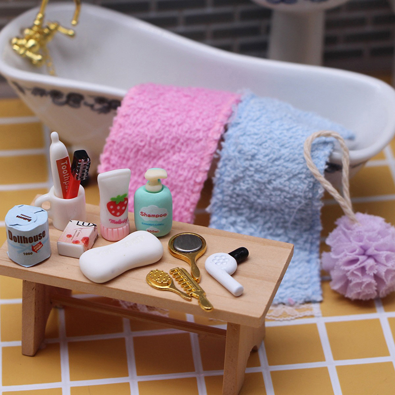 Model Kit Tools - Puppenhaus Miniatur Praktisches Badezimmerzubehör Haartrockner Spiegel