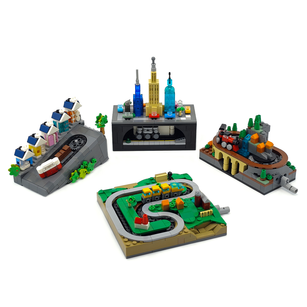 Model Kit Runner - MOC Schienen-Eisenbahn-Set DIY Montage Alpenbahn Ländliche