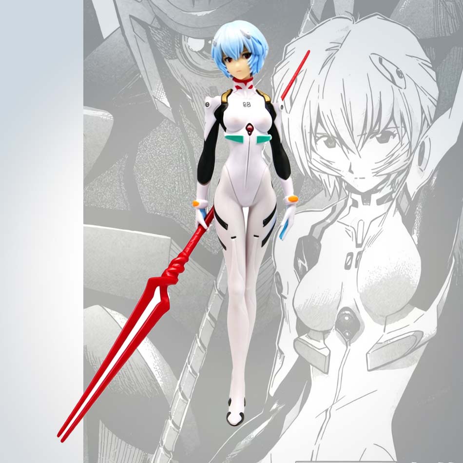 Model Kit Evangelion Bandai - Exquisite Ayanami Rei Actionfigur mit Longinus-Speer