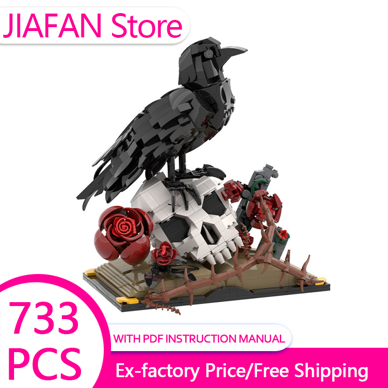 Model Kit Fantasy - 2026 Halloween-Serie MOC Bausteine Schwarzer Krähenschädel