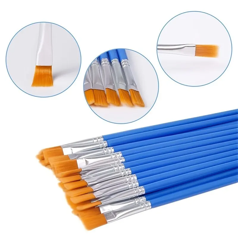 Plastic Model Paint - Nylon-Flachpinsel mit Kunststoffgriff Mehrzweck-Malwerkzeug für Acryl