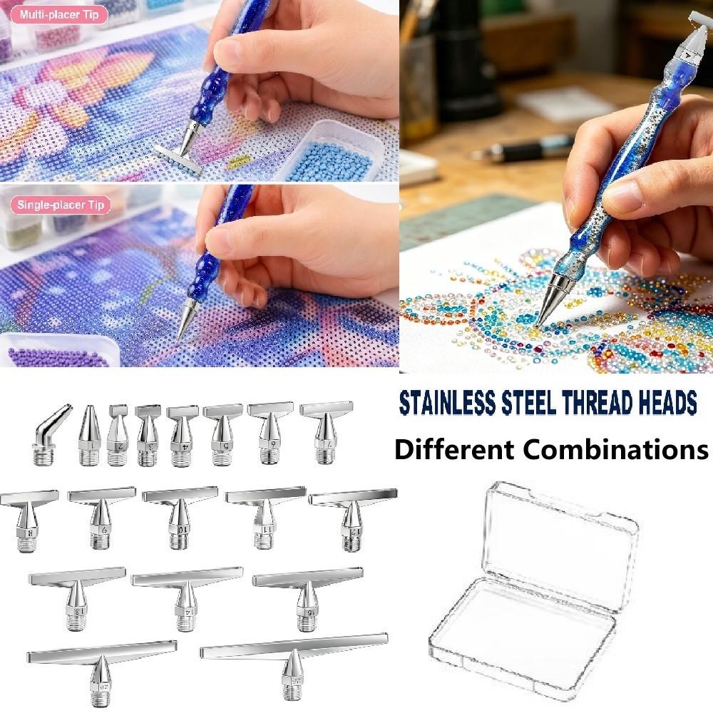 Model Kit Tools - DIY Hochwertiges Edelstahl-Gewinde-Diamantmalerei-Stiftspitzen-Set, DIY Diamantmalerei-Werkzeuge Schraubbares
